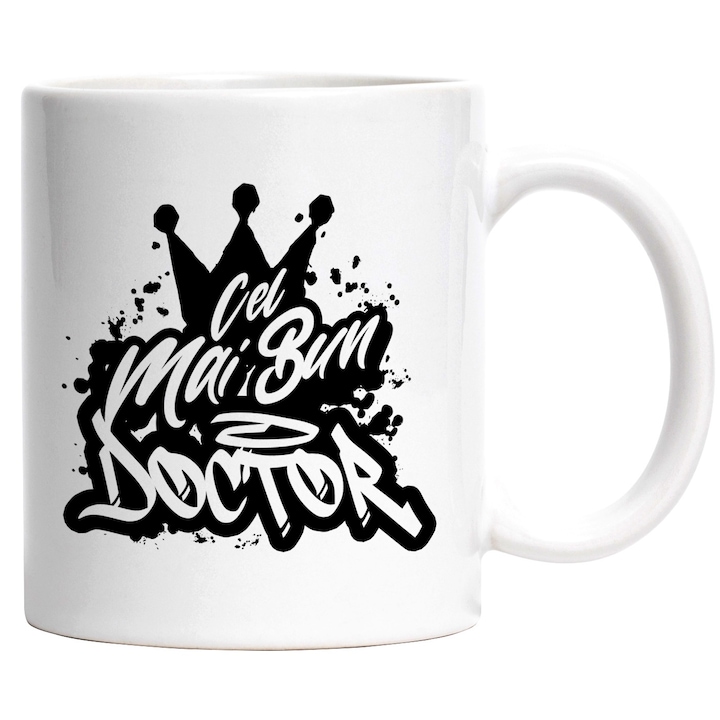 Cana Pentru Cel Mai Bun doctor, Apreciere, Cadou, Rasplata, Multumire, 330ml, Ceramic cu Maner Alb