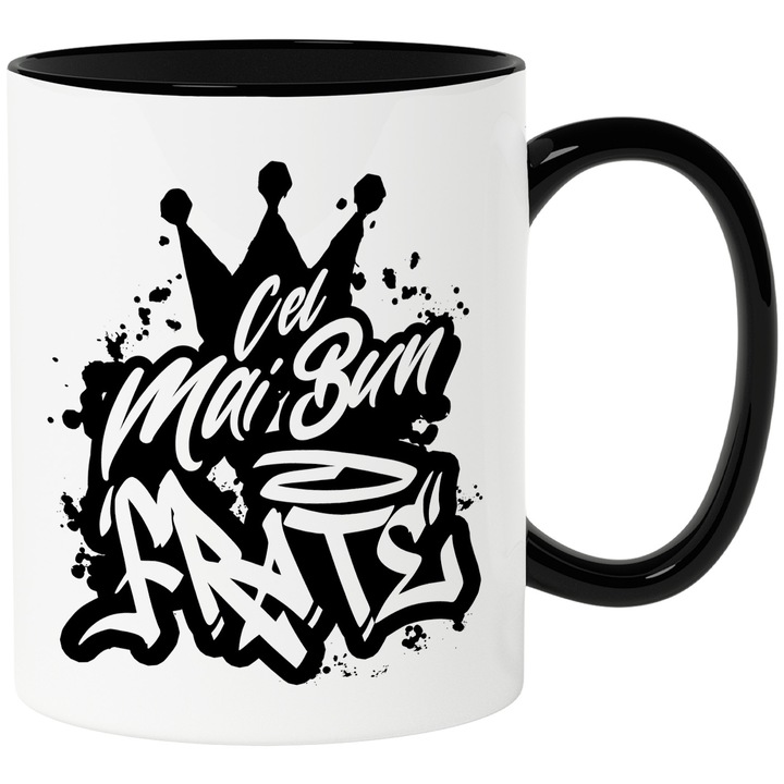 Cana Pentru Cel Mai Bun frate, Apreciere, Cadou, Rasplata, Multumire, 330ml, Ceramica cu Maner Negru