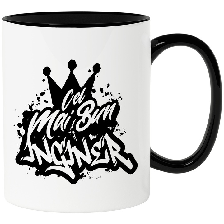 Cana Pentru Cel Mai Bun inginer, Apreciere, Cadou, Rasplata, Multumire, 330ml, Ceramica cu Maner Negru