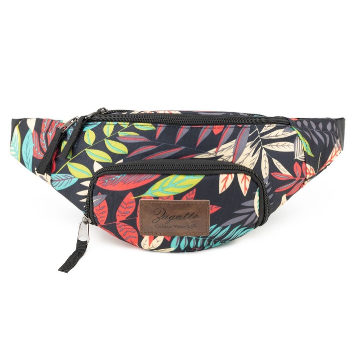 Borseta dama, Zagatto, Multicolora, Model floral, Impermeabila, Trei buzunare cu fermoar, Spatioasa, Dimensiuni 31x14x9 cm, Confortabila, De zi cu zi, Casual, ZG894