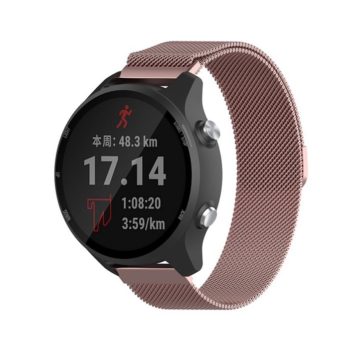 SmartWatch szíj Samsung Galaxy Watch Ultra 47mm-hez, Optim Solution, Rozsdamentes acél karkötő, Fém dizájn, Kényelmes, Mágneses záródás, Rózsaszín