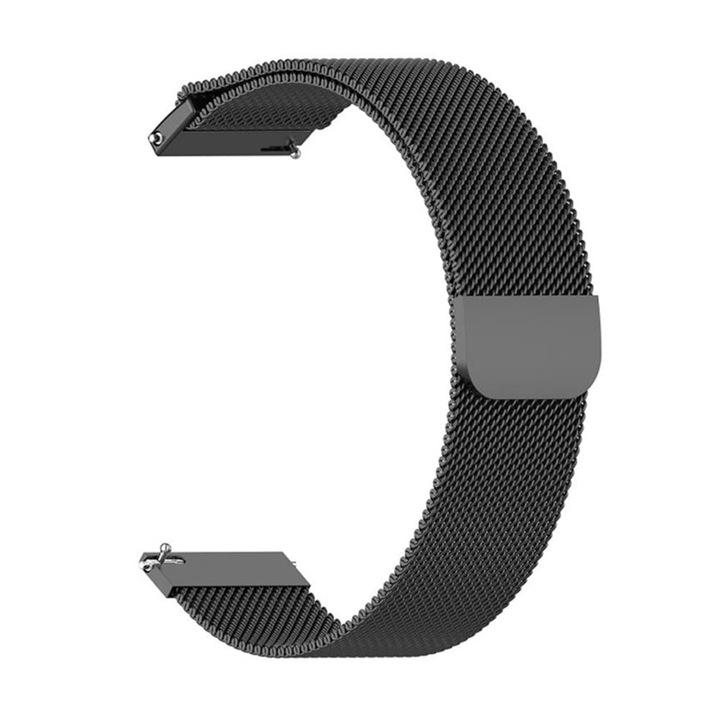 Curea Ceas SmartWatch 18mm pentru Garmin Venu 2S, OPTIM SOLUTION, Bratara Otel Inoxidabil, Design Metalic, Confortabila, Inchidere Magnetica, Negru