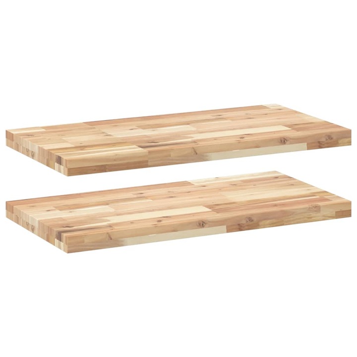 Set rafturi plutitoare vidaXL, 2 buc., 100x40x4cm, lemn masiv acacia netratat, 9.8 Kg
