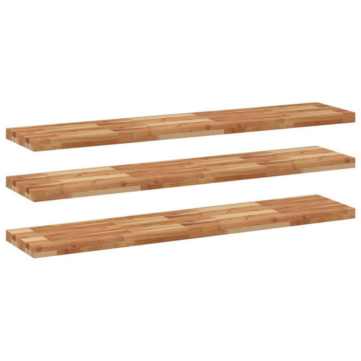 VidaXL 3 db olajbevonatú tömör akácfa függőpolc 120 x 30 x 4 cm 8.3 kg