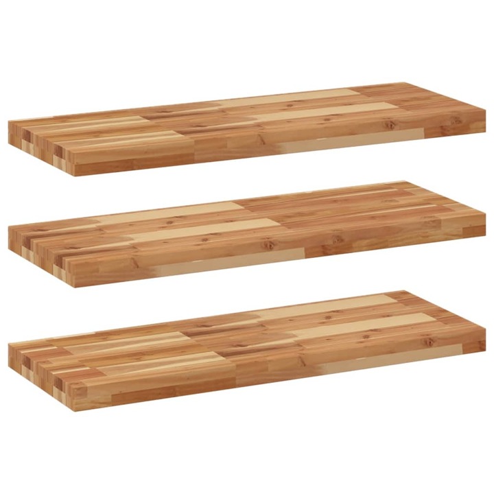 VidaXL 3 db olajbevonatú tömör akácfa függőpolc 100 x 30 x 4 cm 6.8 kg