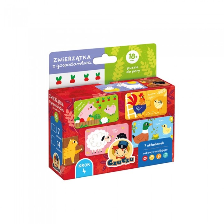 Állatfarm Puzzle, Bright Junior Media, 7 darabos, 14,5x14,7x5cm
