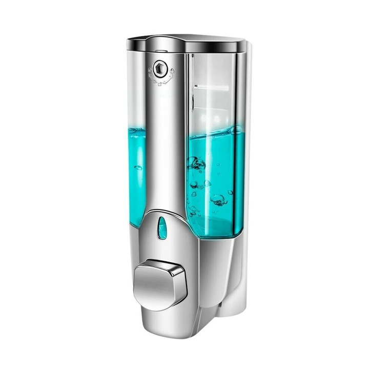 Dozator sapun suspendabil, 350 ml, argintiu, 19x8x7 cm