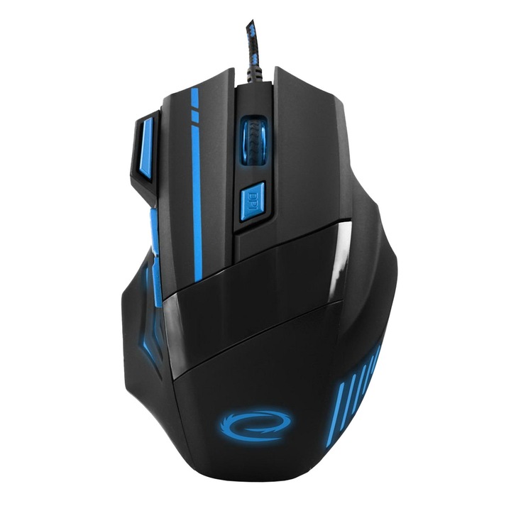 Mouse Gaming Esperanza MX201 WOLF, LED, DPI Ajustabil, Negru/Albastru, 13x8.5x4cm