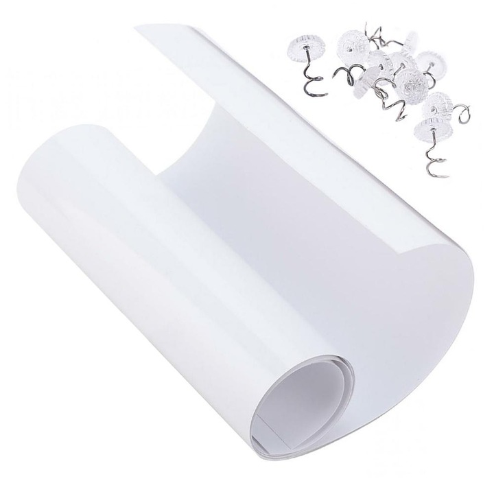 Set 2 folii de protectie anti-zgarieturi canapea, JTI, plastic, cu 10 cleme, 44.5 x 30 cm, transparent