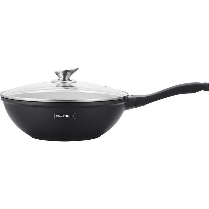 Tigaie Wok JTI, Marmura, Antiaderenta, Negru, 28cm