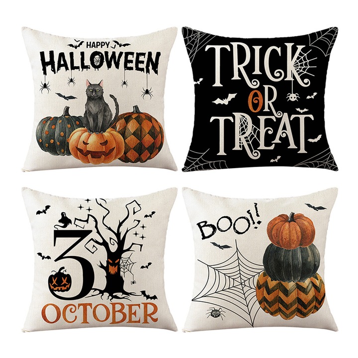 Huse decorative pentru perne, Enforose, set de 4, in, 45x45cm, material in, fermoar invizibil