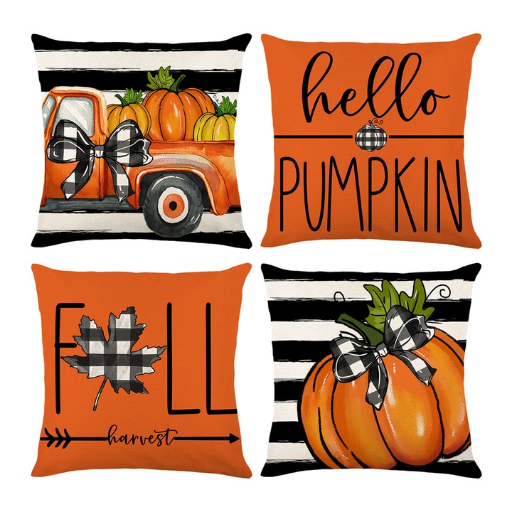 Fete perne decorative de toamna, Enforose, frunze de artar, 18x18 inci