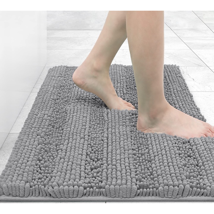 Csúszásmentes, nedvszívó, gradiens mintás szürke fürdőszobai szőnyeg, 40x60 cm