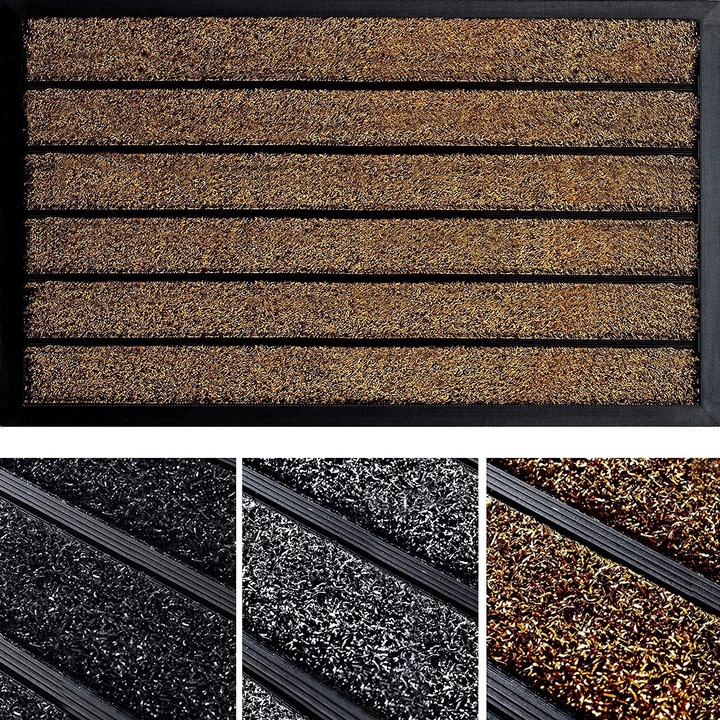 Bejárati szőnyegek, longziming, 45x75cm, csúszásmentes, nedvességálló, barna