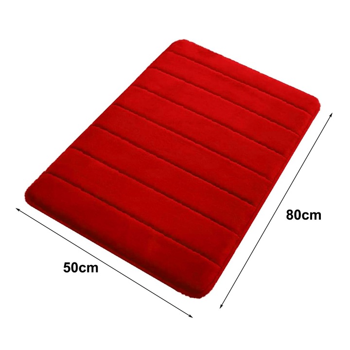 Постелка за баня, мемори пяна, червена, 50x80см
