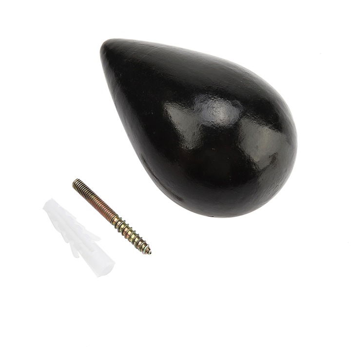 Fa akasztó, vízcsepp alakú, fekete, nagy méret, 9,5x6x6cm