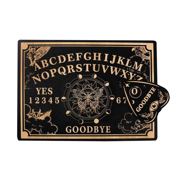 Tabla Ouija JTI, lemn, indicator inima, negru, 30x22x0,3cm