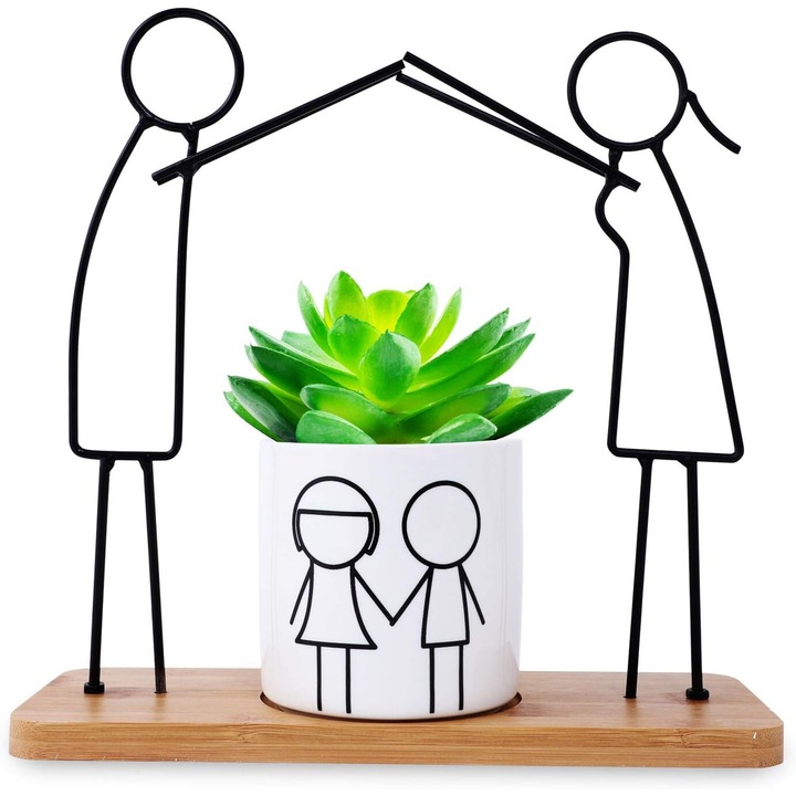 Ghiveci ceramic pentru plante suculente, Enforose, design modern, drenaj eficient, 0x0cm