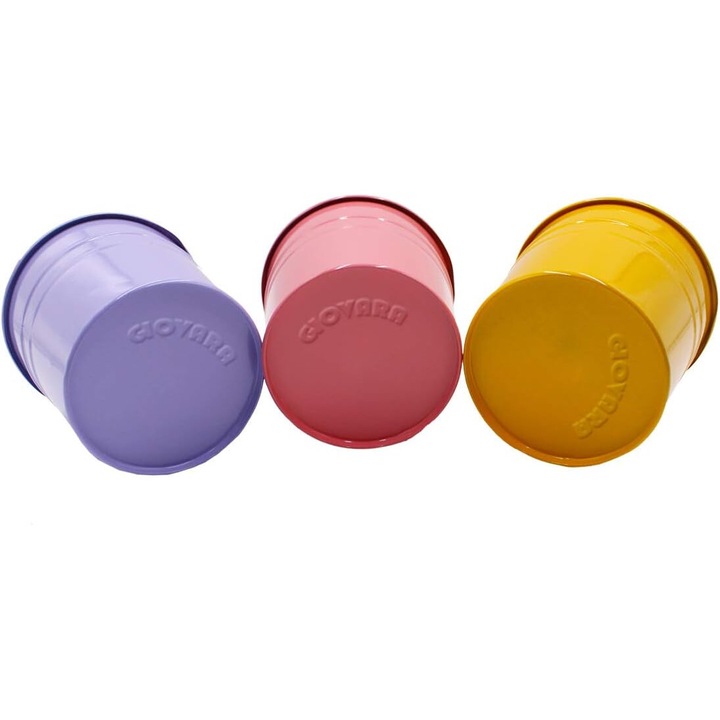 Ghivece decorative din metal, AMRINUGL, galbene, cu carlig detasabil si orificiu de drenaj, 17x10x8cm