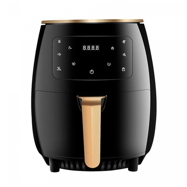 Friteuza cu aer cald JTI, capacitate 4,5L, ecran LCD, negru si auriu, 27x31cm