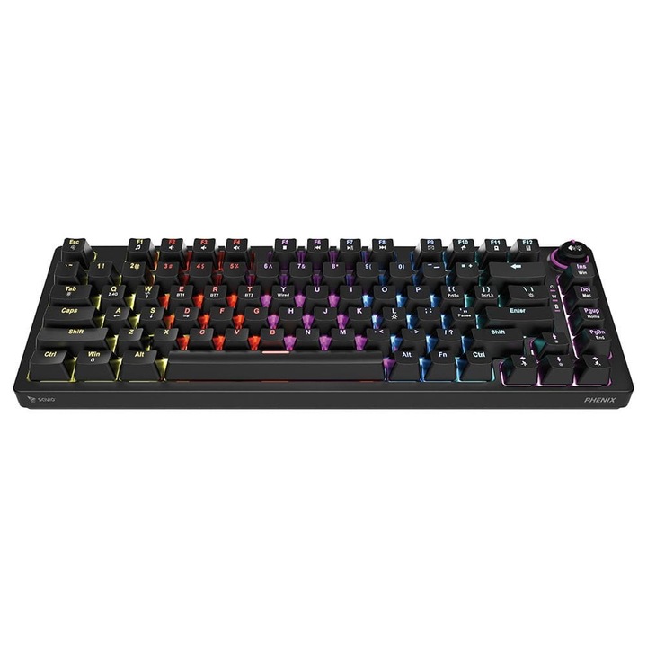 Savio PHENIX YELLOW játék billentyűzet, mechanikus, RGB LED világítás, QWERTY elrendezés, fekete, 60%