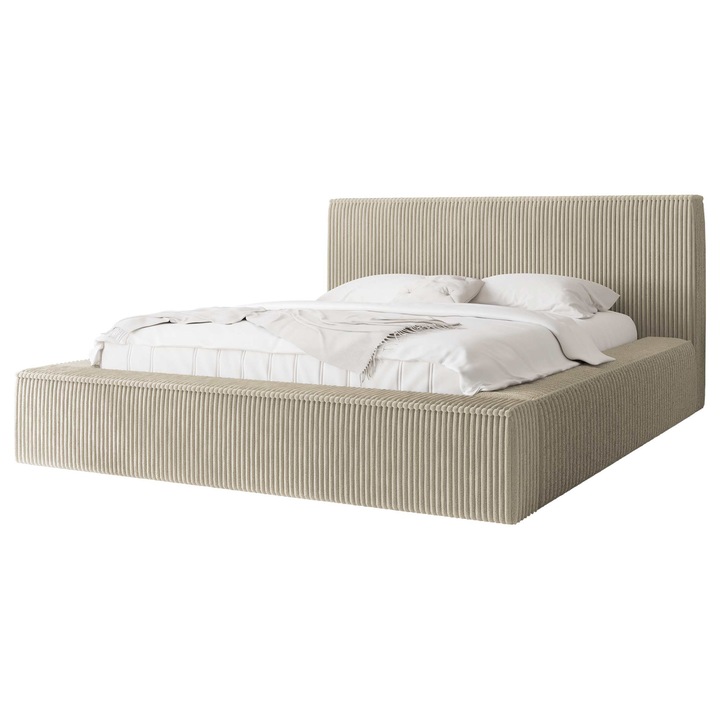 Pat tapitat cu recipient pentru lenjerie Gritta Reiat, 160x200, bej, Mirjan24