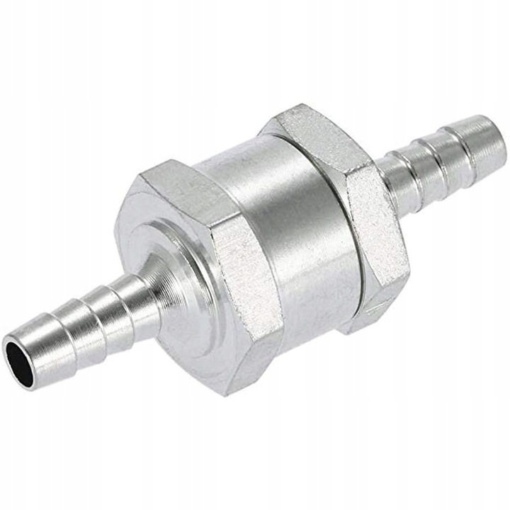 Visszacsapó szelep, Kompatibilis dízel- és benzinmotorokhoz, Alumínium test, Teljes hossz: 61 mm, Ház átmérője: 22 mm, Átmérő: 6 mm, Vágóél hossza: 18 mm