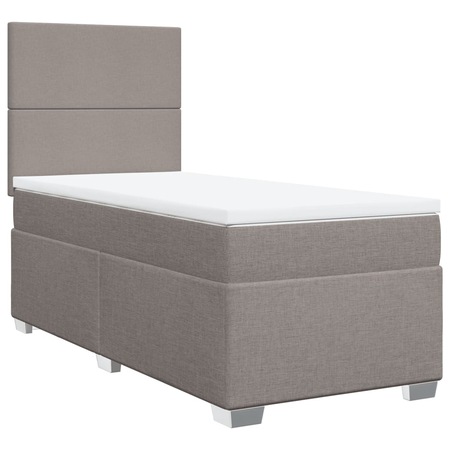 Pat box spring cu saltea vidaXL, gri taupe, 90x190 cm, textil, 43.03 kg ...