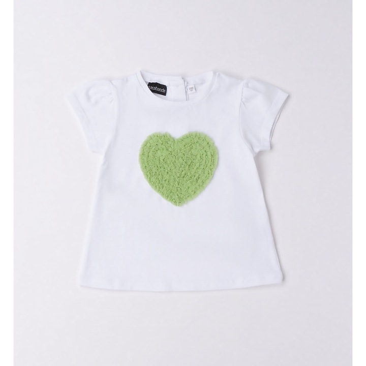 Nyomott póló lányoknak, Sarabanda, 0,6573, fehér/zöld, 92-98 cm