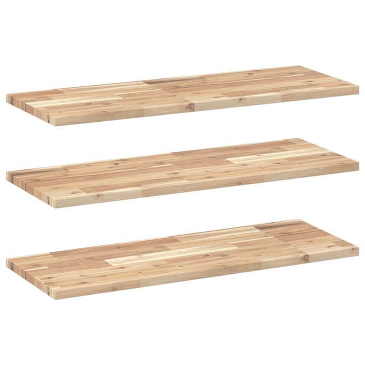 VidaXL 3 db kezeletlen tömör akácfa függőpolc 100 x 30 x 2 cm 3.8 kg