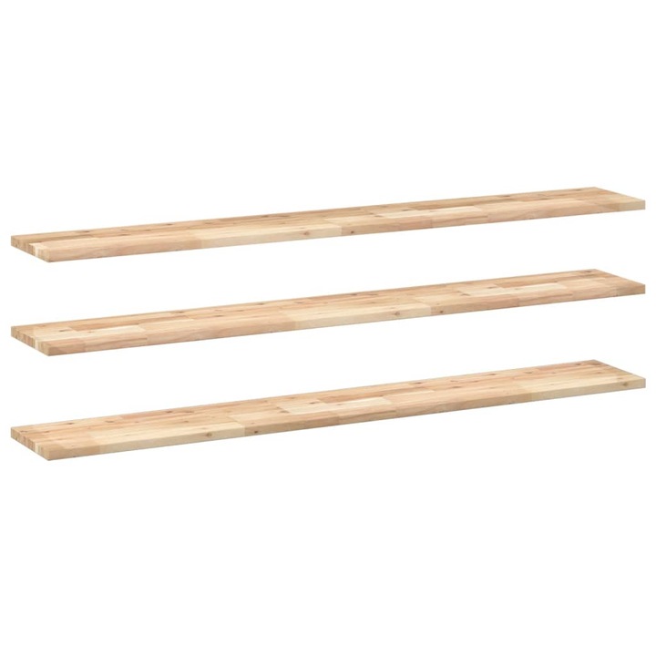 VidaXL 3 db kezeletlen tömör akácfa függőpolc 160 x 20 x 2 cm 3.8 kg
