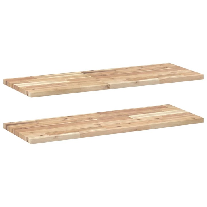 VidaXL 2 db kezeletlen tömör akácfa függőpolc 100 x 30 x 2 cm 3.8 kg