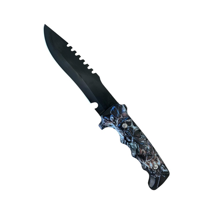 Cutit tactic lama 12cm, de supravietuire, teaca textil, AVI-4183