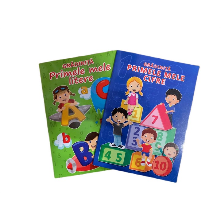 Set 2 carti cu primele litere si cifre, pentru copii de gradinita