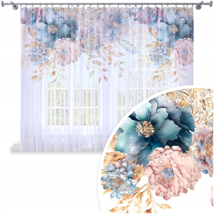 Perdea Gata Confectionata, Homeview, FNG150, Rejansa, Inele, Bride, Poliester, Voal, Simpla, Multicolor, 300x150 cm