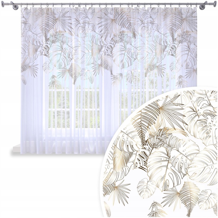 Perdea Gata Confectionata, Homeview, FNG099, Rejansa, Inele, Bride, Poliester, Voal, Simpla, Multicolor, 300x150 cm