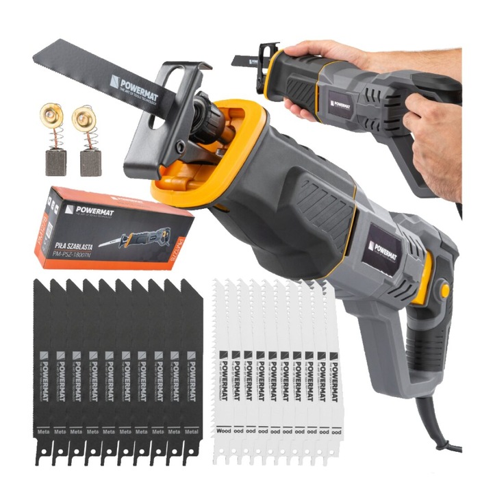 Fierastrau tip sabie, electric, 1800 W, 20 lame SDS incluse, Powermat