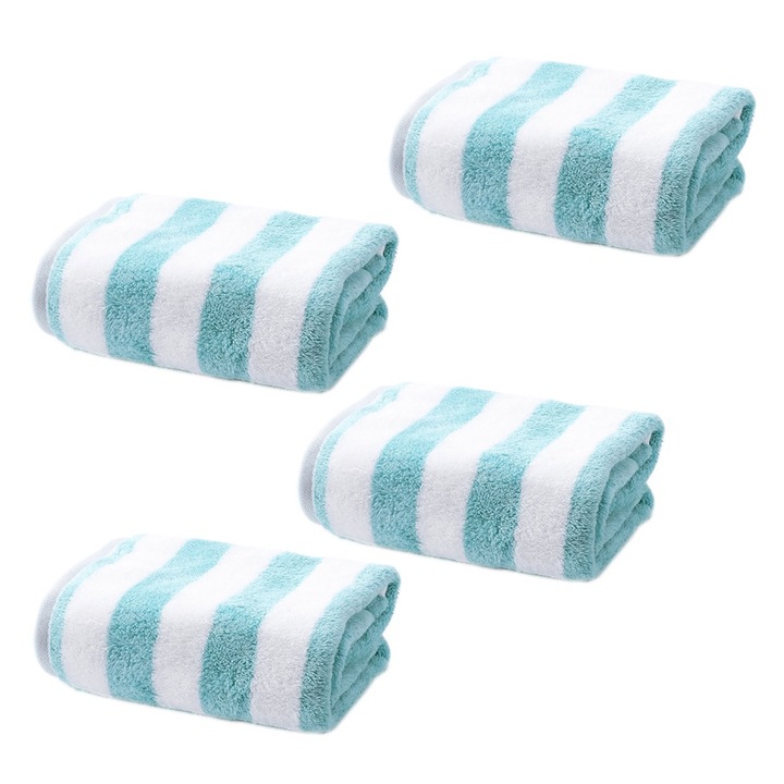 Турски плажни кърпи, комплект от 4, силно абсорбиращи, синьо/бели