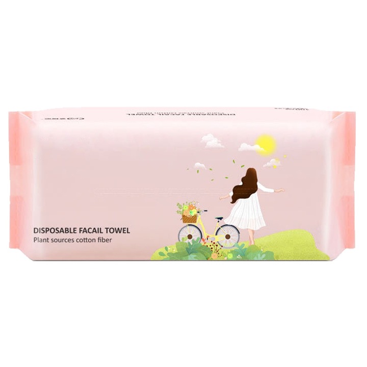 Set prosoape faciale, 100 bucati din bumbac, alb, portabile