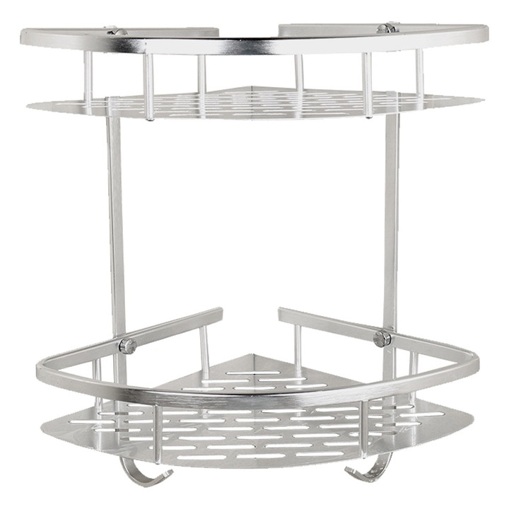 Zuhany saroktartó, QttvbTna, Rozsdamentes acél, 2 tárolóhely, 36 cm, Ezüst