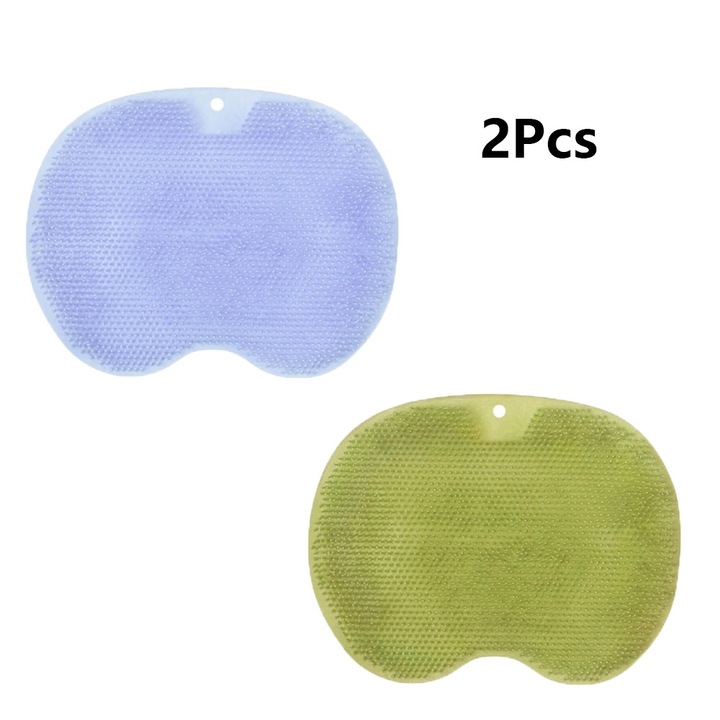 Комплект от 2 четки за гръб и крака, силиконова масажна четка, стенен монтаж, ексфолираща постелка за баня