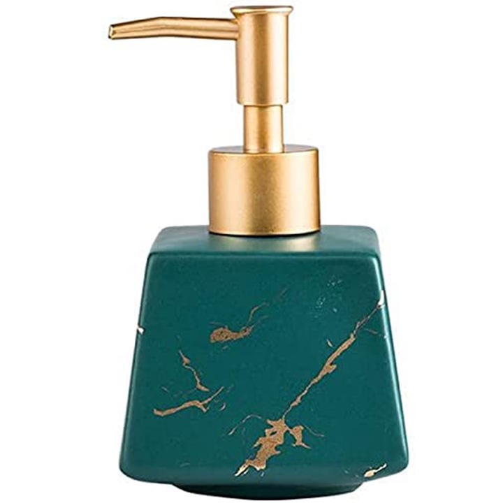 Folyékony szappan adagoló, kerámia, ellenálló, zöld/arany, 250 ml