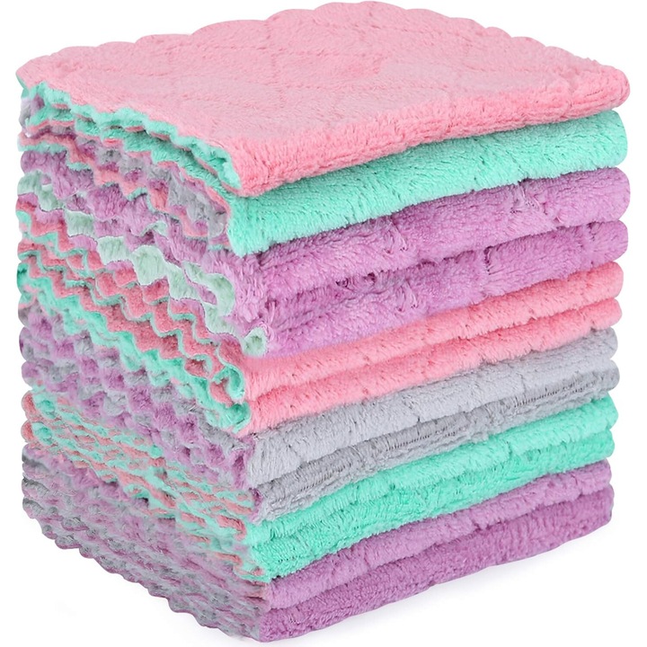 Комплект от 10 кухненски кърпи, longziming, микрофибър, без мъх, 16 x 26,5 см, многоцветни