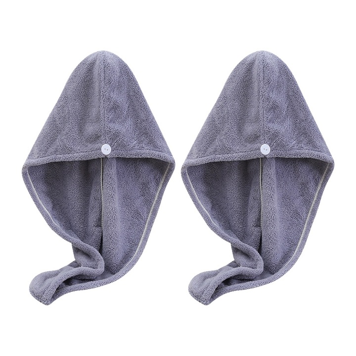 2 db-os mikroszálas hajtörlő készlet, nedvszívó, gyorsan száradó, gubancolódásgátló, uniszex, szürke