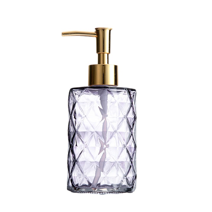 Szappanadagoló, kerek forma, átlátszó üveg, 17,6x7,4x7,4cm