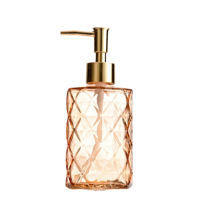 Szappan adagoló, kerek forma, átlátszó üveg, mérete 17,6x7,4x7,4 cm