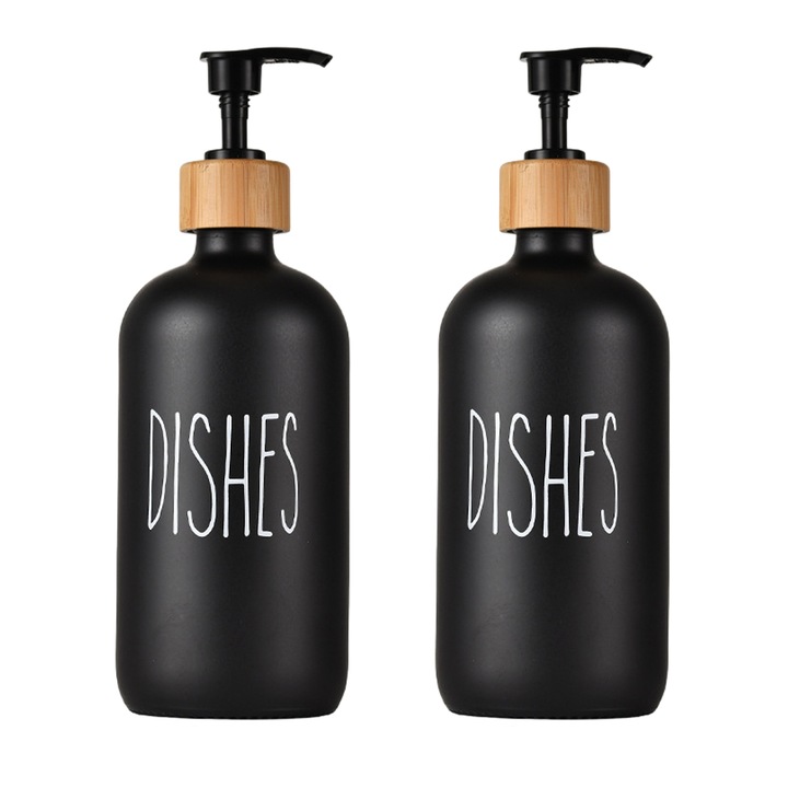 Mosogatószer adagoló készlet, üveg, fekete