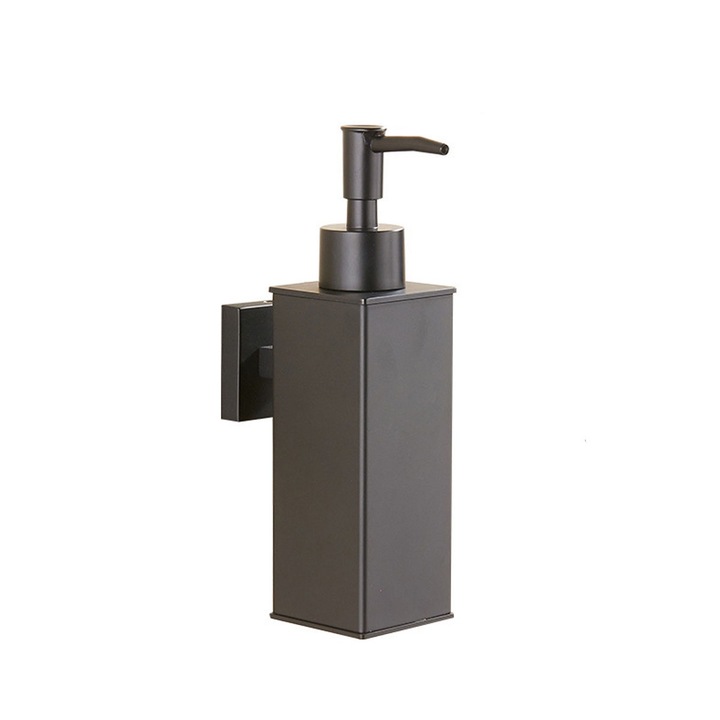 304 rozsdamentes acél szappanadagoló, falra szerelhető, fekete, 18,9x5x5cm