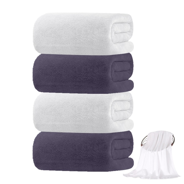 Set 4 Prosoape de Baie Cozevdnt, Microfibra, Extra-Absorbante, 70x140cm