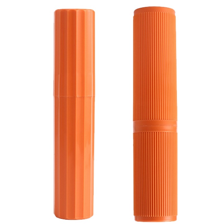 2 dobozos készlet fogkefékhez, hordozható, polipropilén, narancssárga, 19,8x4,2 cm
